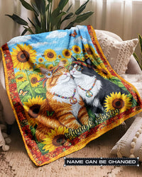 PERSONALIZED COUPLE CAT FLEECE BLANKET - YHLN2601263