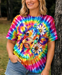 PSYCHEDELIC RAINBOW DAISY COW ALL OVER PRINT - YHHG2409265