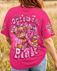 IN OCTOBER WE WEAR PINK HIGHLAND COW BREAST CANCER AWARENESS ALL OVER PRINT - TYQY2909262