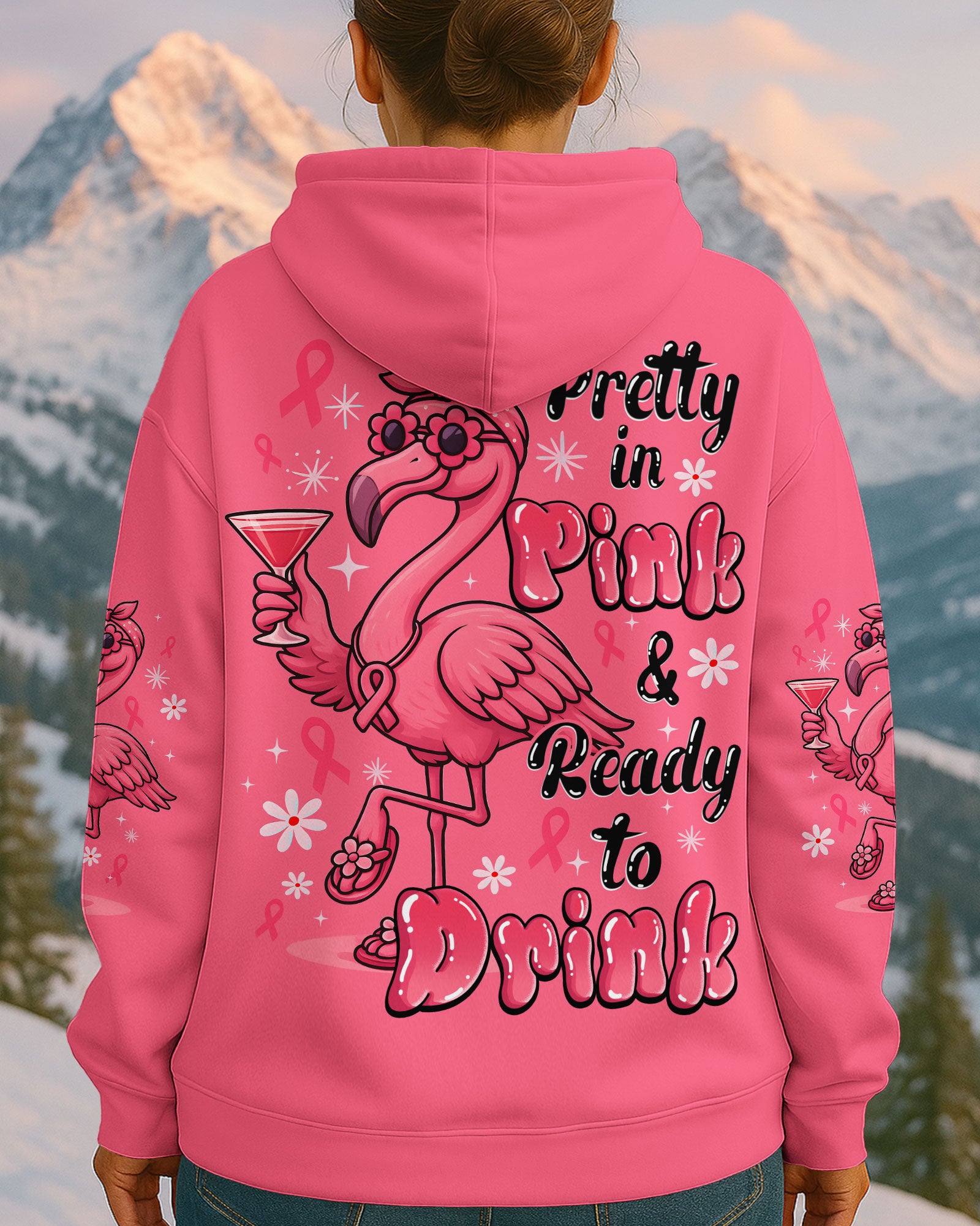 PRETTY IN PINK BREAST CANCER FLAMINGO ALL OVER PRINT - TYQY0908251