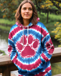 PAW PRINT BLUE AND PINK TIE DYE ALL OVER PRINT - TYQY1212251