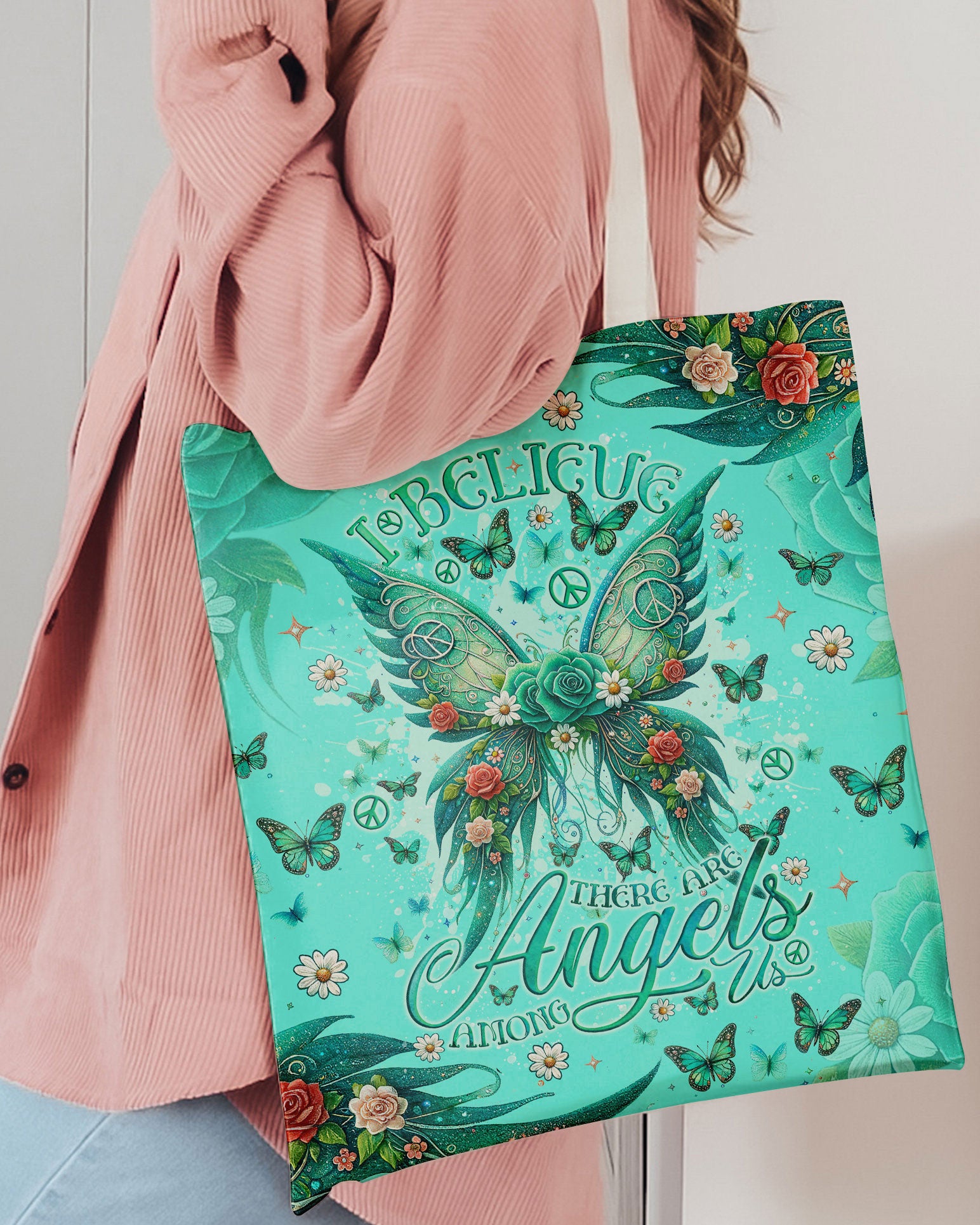 I BELIEVE THERE ARE ANGELS AMONG US WINGS TOTE BAG - TLNO2803244