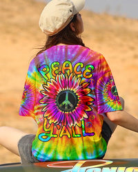 PEACE Y'ALL SUNFLOWER TIE DYE COLORFUL ALL OVER PRINT - TLNZ2006233