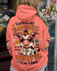 SOMETIMES HAPPINESS IS STAYING HOME COW ALL OVER PRINT - TYQY2509253