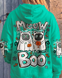 MEOW I MEAN BOO HALLOWEEN CATS ALL OVER PRINT - TY0808261