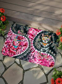 HI BYE FUNNY CAT BLACK PINH SWIRL DOORMAT - YHHG0302263