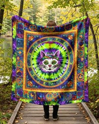 RADIANT SWIRL HIPPIE CAT FLEECE BLANKET - YHHG2001263