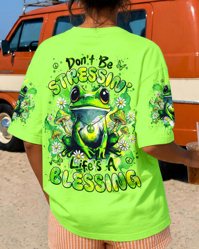 DON'T BE STRESSIN' LIFE'S A BLESSING FROG ALL OVER PRINT - TYLN2408264