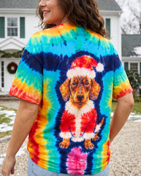 CHRISTMAS SANTA DACHSHUND DOG SWIRL ALL OVER PRINT - TYQY0510262