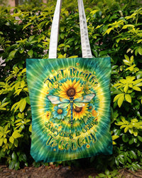 JUST BREATHE DRAGONFLY FLORAL SWIRL TOTE BAG  - TLHG1304261
