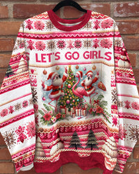 LET'S GO GIRLS FLAMINGO CHRISTMAS ALL OVER PRINT - TY1610234