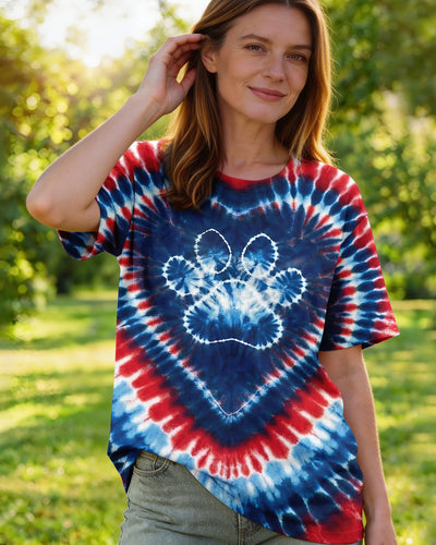 RED WHITE AND BLUE HEART PAW ALL OVER PRINT - TYLN0104263