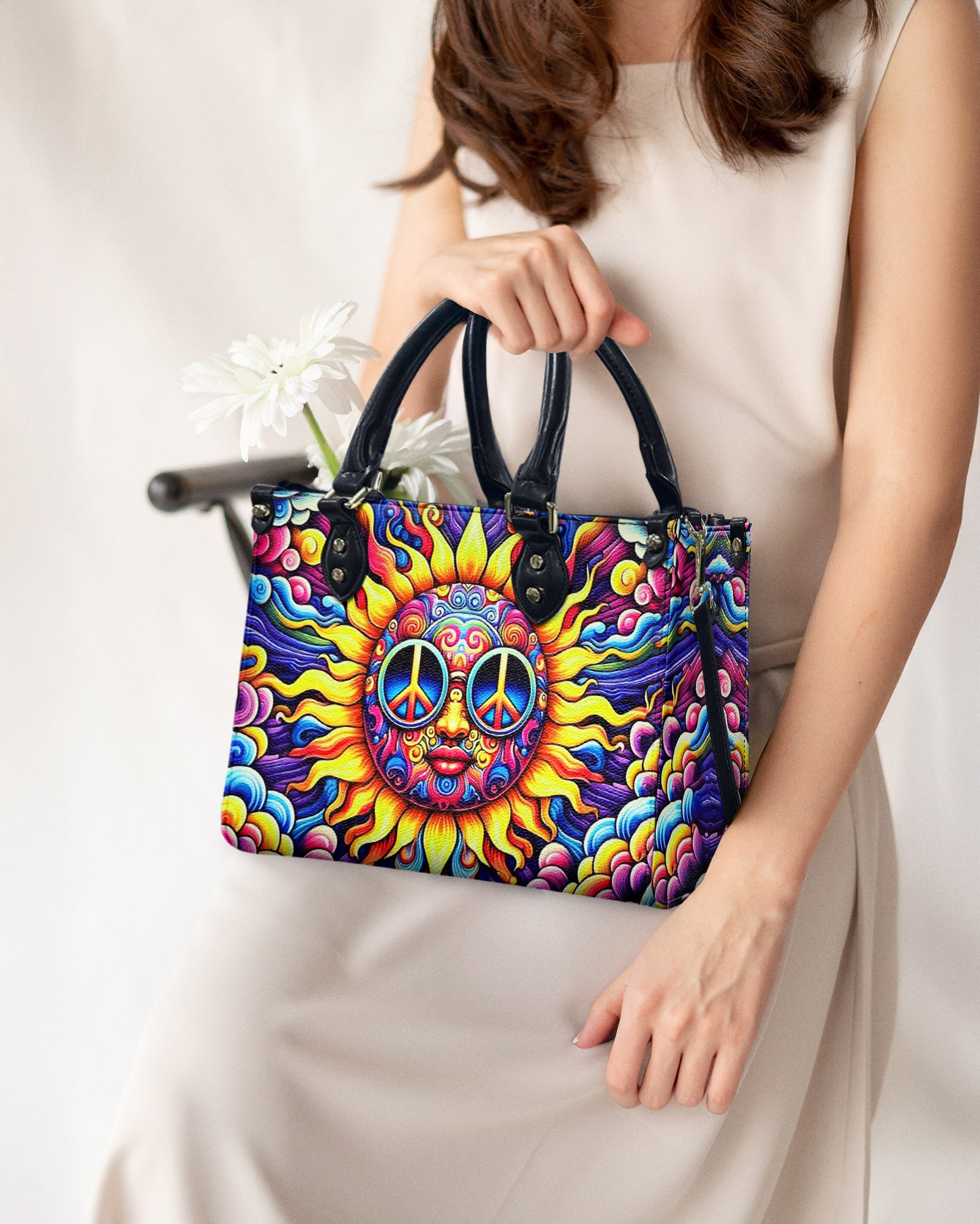 COLORFUL HIPPIE SUN LEATHER HANDBAG - YHHN1803254