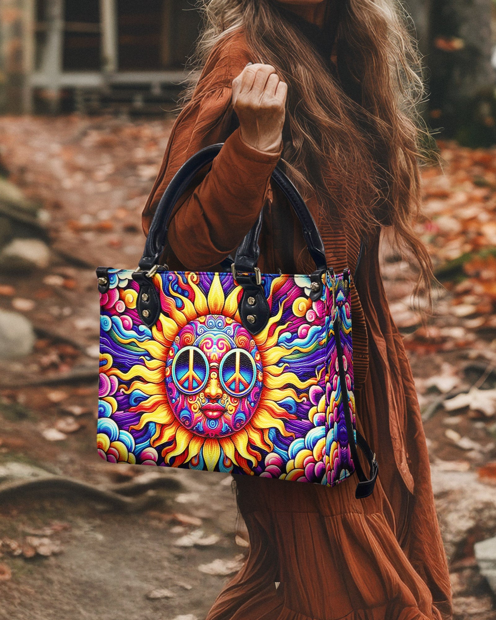 COLORFUL HIPPIE SUN LEATHER HANDBAG - YHHN1803254