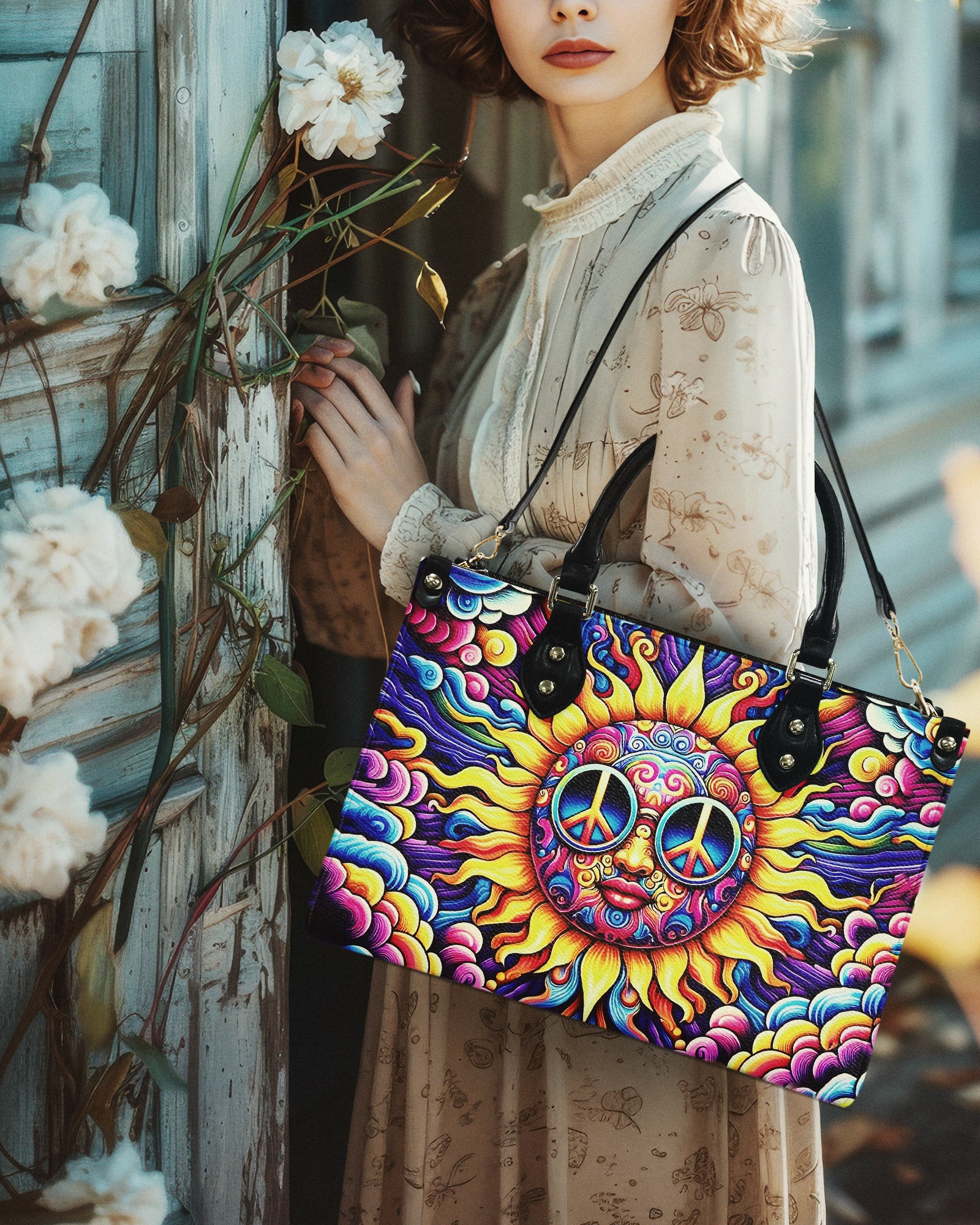 COLORFUL HIPPIE SUN LEATHER HANDBAG - YHHN1803254