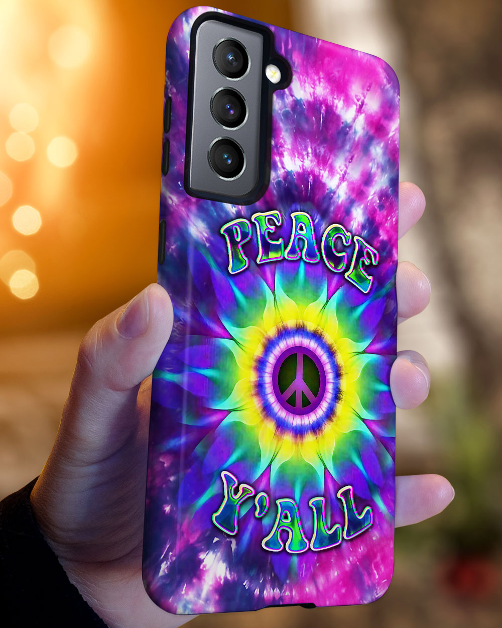 PEACE Y'ALL TIE DYE PHONE CASE - YHDU2906235