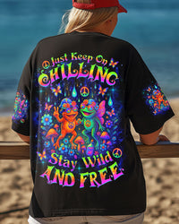 JUST KEEP ON CHILLING STAY WILD AND FREE FROG ALL OVER PRINT - TLNZ1504251