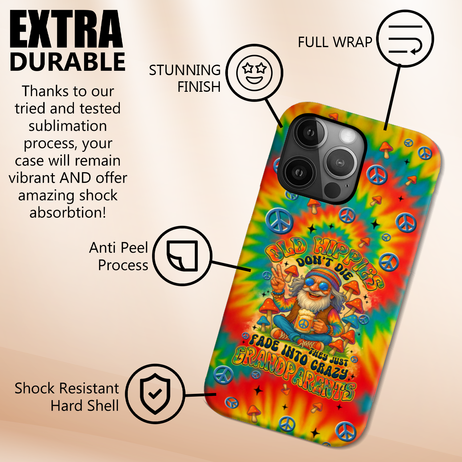 OLD HIPPIES TIE DYE PHONE CASE - TYTM1507253
