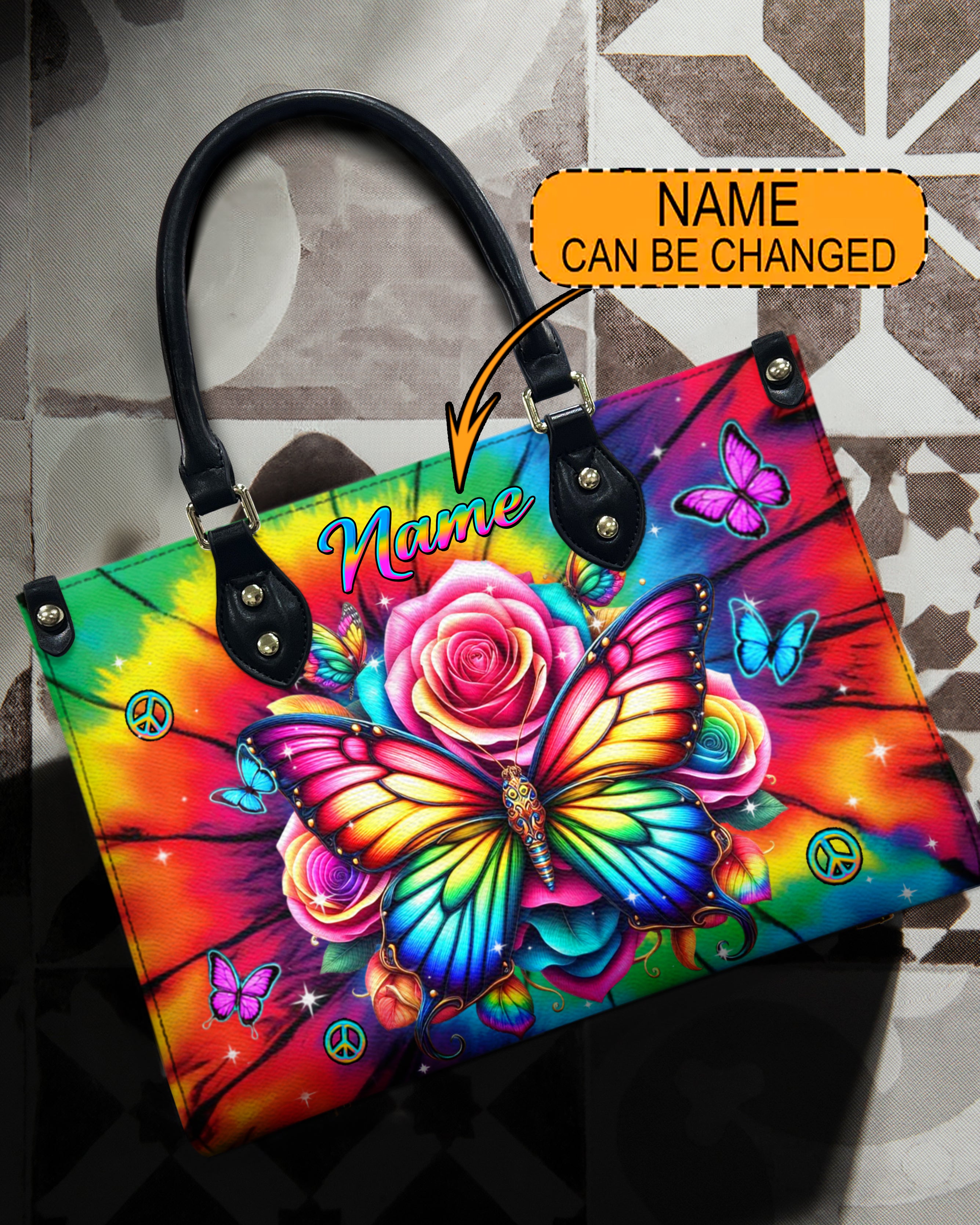 COLORFUL HIPPIE BUTTERFLY LEATHER HANDBAG - YHDU2612244