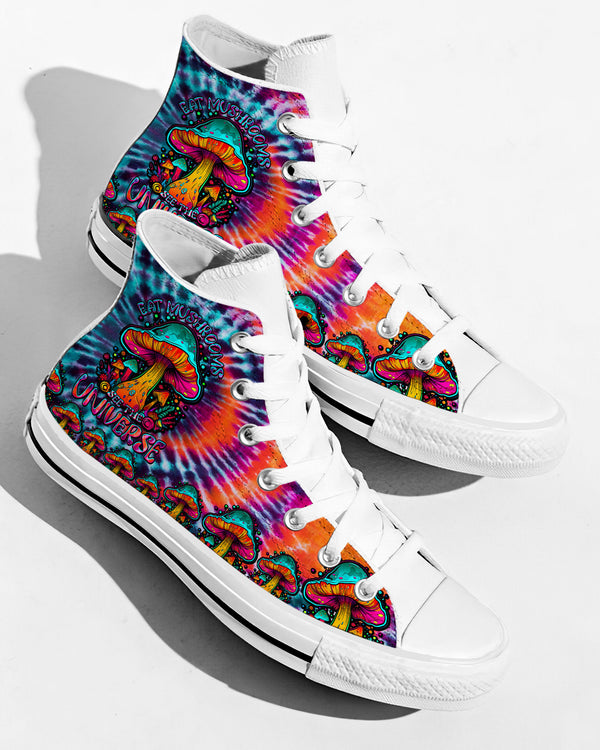 EAT MUSHROOMS SEE THE UNIVERSE TIE DYE HIGH TOP CANVAS SHOES - TLTW27072310