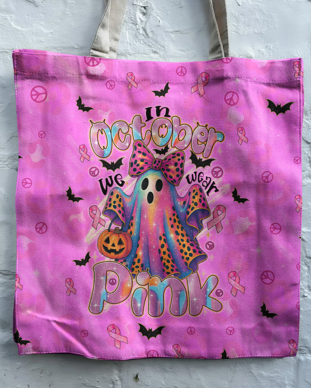 IN OCTOBER WE WEAR PINK BOO BREAST CANCER AWARENESS TOTE BAG - TYTD1308251