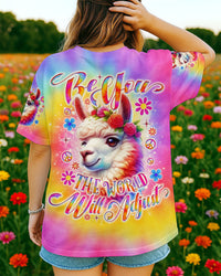 BE YOU THE WORLD WILL ADJUST LLAMA TIE DYE ALL OVER PRINT - TLNO2505253