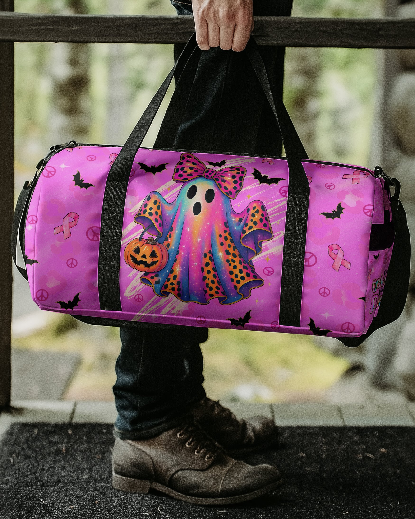 IN OCTOBER WE WEAR PINK BOO BREAST CANCER AWARENESS TRAVELLING BAG - TYTD1308251
