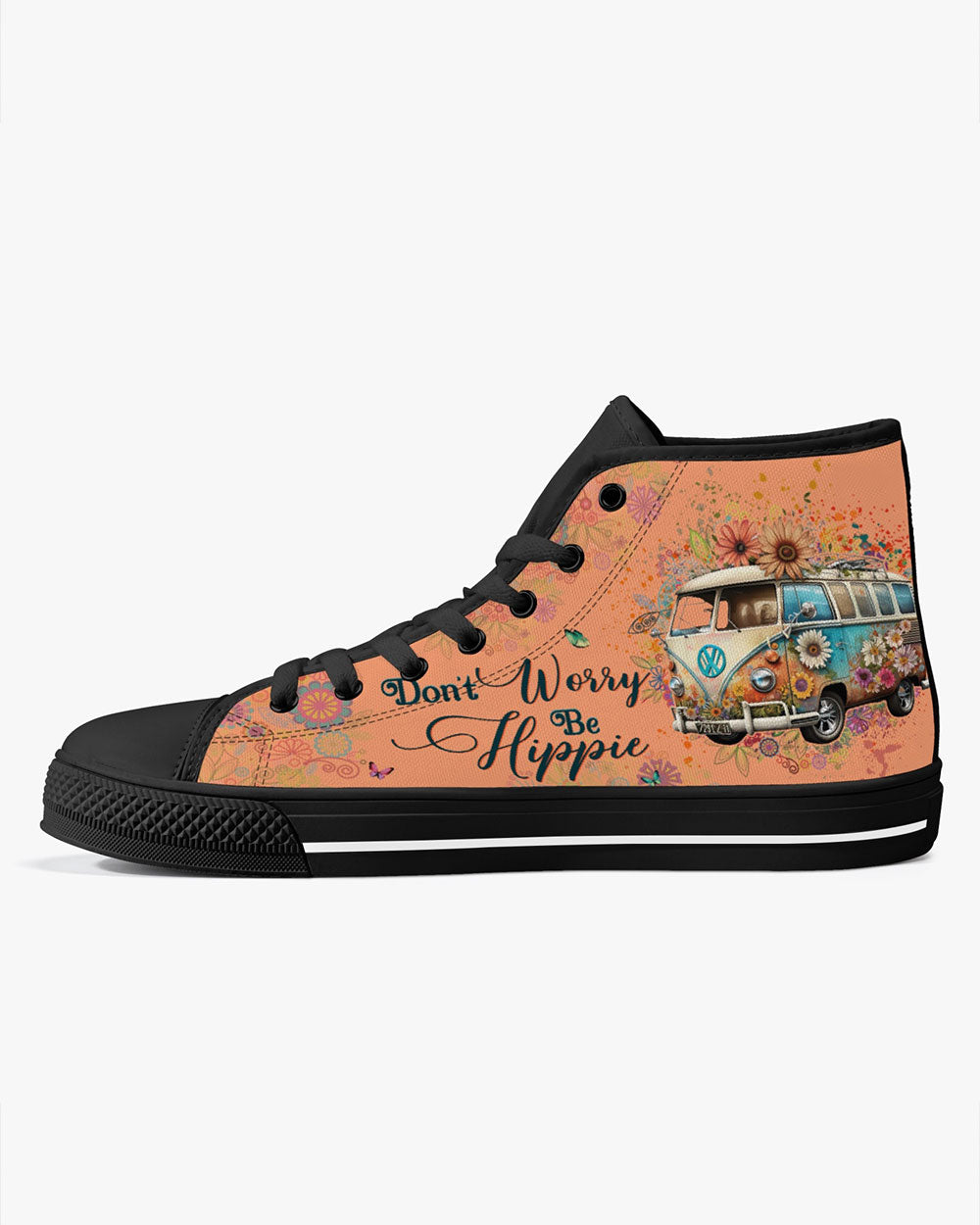 DON'T WORRY BE HIPPIE HIGH TOP CANVAS SHOES - YHHG0603234