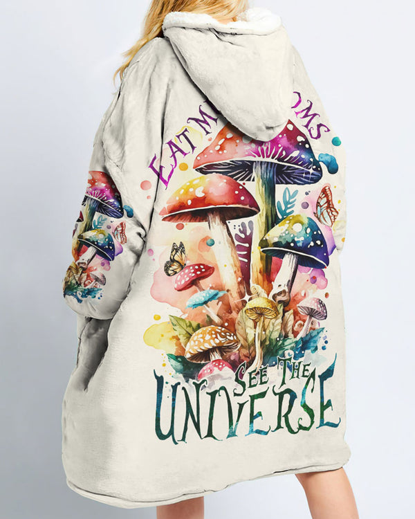 EAT MUSHROOMS SEE THE UNIVERSE SHERPA BLANKET HOODIE - TY2302234