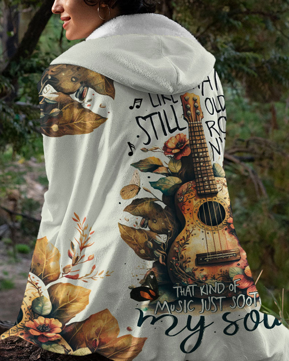 MUSIC JUST SOOTHES MY SOUL SHERPA BLANKET HOODIE - TY1704236