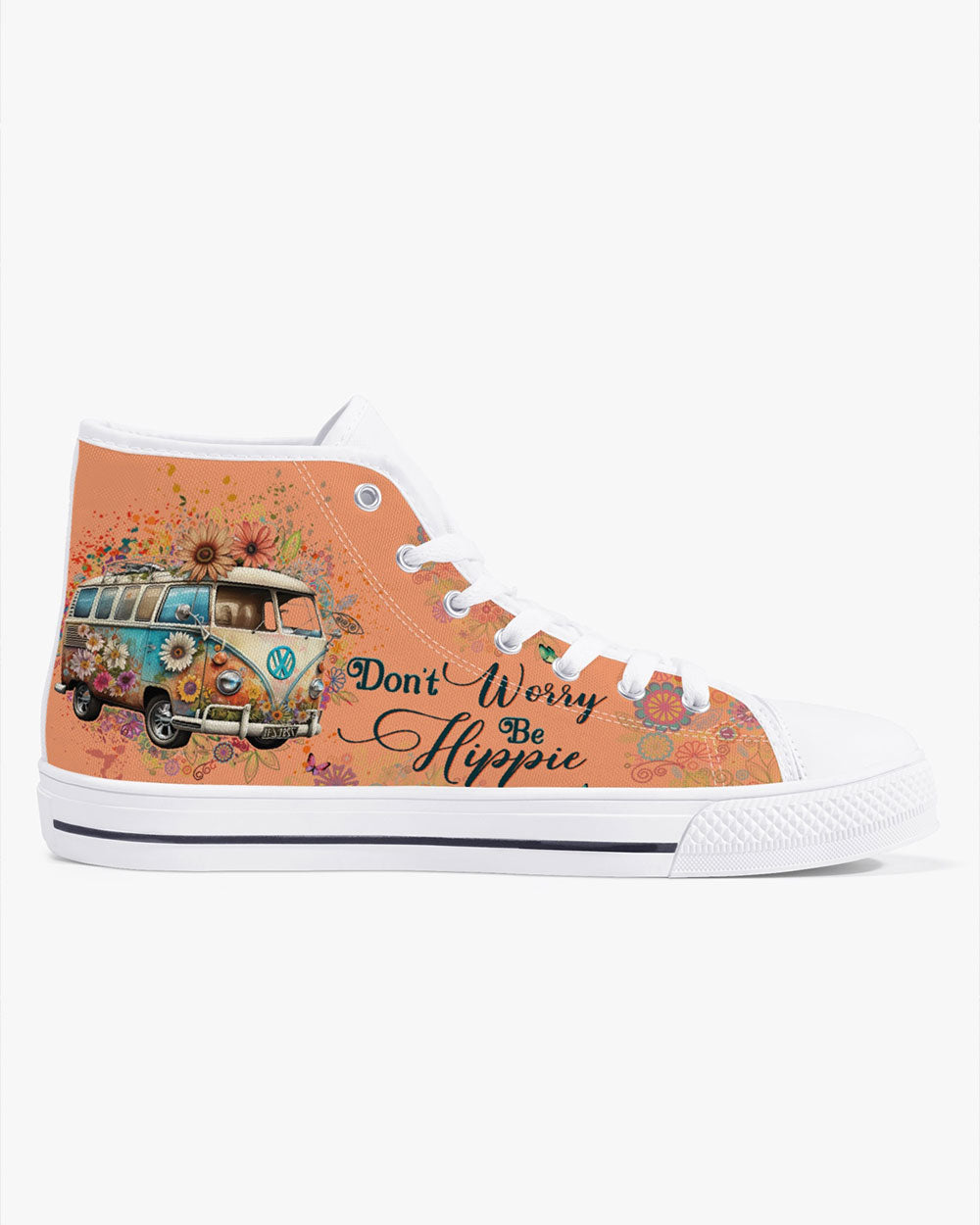 DON'T WORRY BE HIPPIE HIGH TOP CANVAS SHOES - YHHG0603234