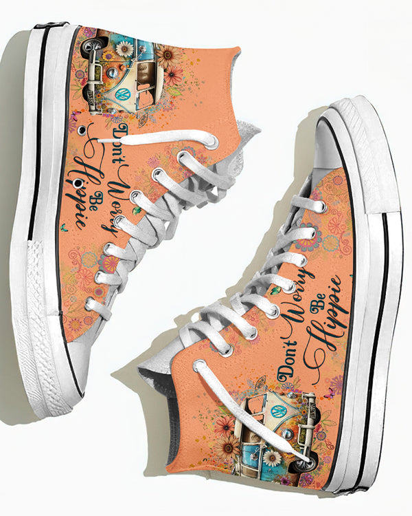 DON'T WORRY BE HIPPIE HIGH TOP CANVAS SHOES - YHHG0603234