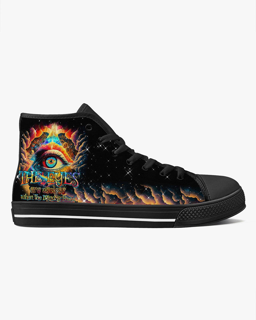 THE EYES ARE USELESS WHEN THE MIND IS BLIND HIGH TOP CANVAS SHOES - TYTM2103234