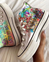 WHISPER WORDS OF WISDOM LEOPARD GUITAR HIGH TOP CANVAS SHOES - TL1602232