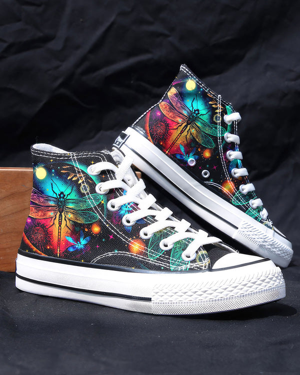 MAY YOU TOUCH DRAGONFLIES AND STARS HIGH TOP CANVAS SHOES - TYTM0504234